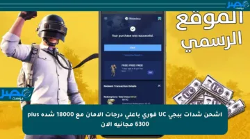 اشحن شدات ببجي UC فوري بأعلى درجات الأمان مع 18000 شدة plus 6300 مجانية الآن